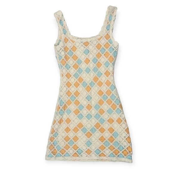 entro Dresses & Skirts - Entro Colorful Crochet Knit Sleeveless Mini Dress Women's Size‎ Small